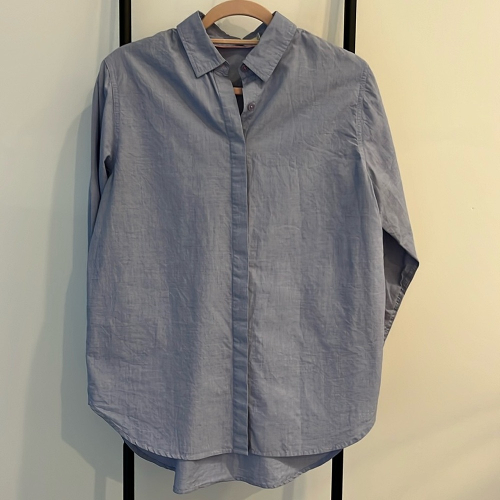 Boden Classic Office Blue Cotton Long Sleeve Button Down Shirt Women Size 8